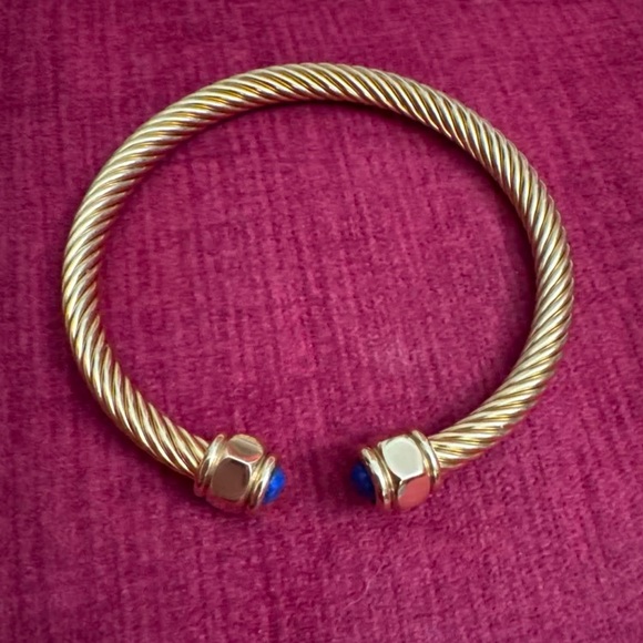 Adelaide Lazurite  18K Gold Stainless Steel Cuff Bracelet - Picture 7 of 8